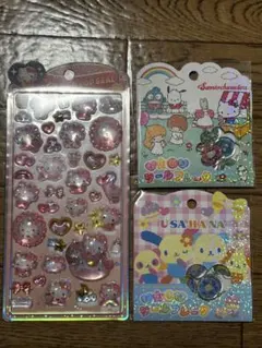 新品☆正規品‼︎サンリオうるちゅるポップシールおはじきシールフレーク3点セット！！