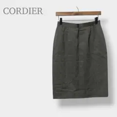 【CORDIER コルディア】膝丈 タイトスカート 42 XL グレー ウール混