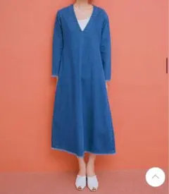 ルーニィ　ロングワンピース　デニム　Vネック　青　M