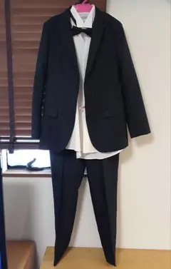 美品黒のオーダースーツと白シャツと蝶ネクタイL~LL