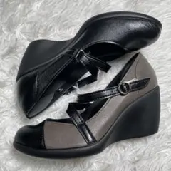 新品　リゲッタ　ストラップパンプス　バイカラー　ブラック　 グレー　S 22.5