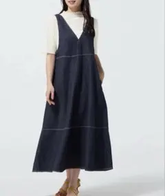 GU デニムジャンパースカート　ネイビー　M