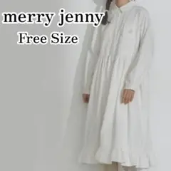 merry jenny　bearポケットシャツワンピース　ホワイト