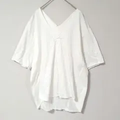 ラックス リラクシング バックリボン ホワイト Vネック 半袖 Tシャツ