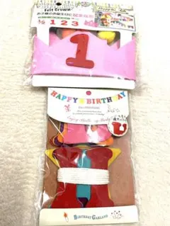 誕生日会パーティー　お祝いグッズ2個セット　装飾　飾り　ベビー　帽子　演出　撮影