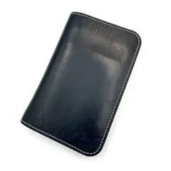 美品】革蛸謹製 日本製 二つ折り財布 レザー 台形 ホワイトステッチ き12のサムネイル