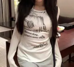 SHEIN Y2K グランジ ロゴプリント長袖Tシャツ