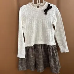 petit main ワンピース 120cm ホワイト/チェック