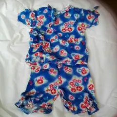 値下げ　日本製　あさがお柄　甚平　100㎝