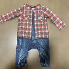 klädkåp チェック柄ロンパース 80