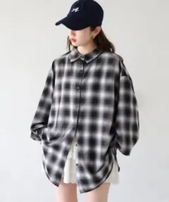 tiptop ティップトップ シアーチェック2wayシャツ ブラックのサムネイル