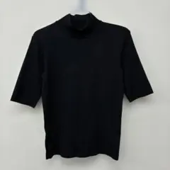 agnès b. ブラック ハイネック半袖Tシャツ サイズ2 ヤ22