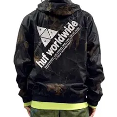 新品 HUF メッシュ ツリーカモ バックプリント ロゴ ジップアップ パーカー