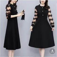 大きいサイズ　レディース　ワンピース　シースルー　春夏　長袖