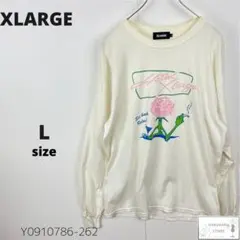 訳有 XLARGE エクストララージ ロンT カットソー スリーブロゴ バラ L
