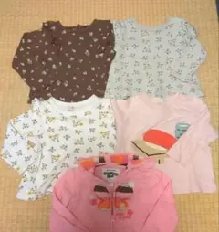 90センチ　プティマインなど　5点まとめ売り　女の子長袖シャツ寿司ロンTパーカー
