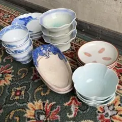 和食器 まとめ売り 18点セット 6種×3客 染付 向付 小鉢 煮物鉢 美濃焼のサムネイル