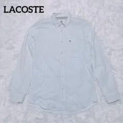 LACOSTE ラコステ ストライプ ボタンダウンシャツ ライトブルー L ワニ