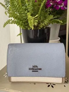 COACH 86091 二つ折り財布 ブルーマルチ レザー