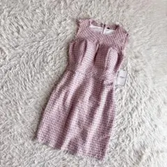 新品 ジュエルズ JEWELS ツイード ノースリーブ ワンピース ピンク M