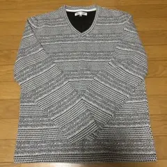 Vネック ニット セーター 白黒ストライプ ZARA