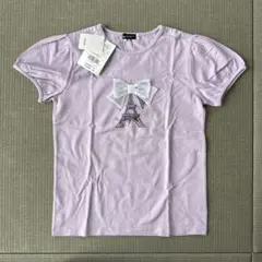 BeBe薄紫 エッフェル塔リボン Tシャツ 150cm