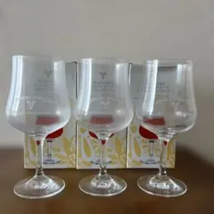 エッチングロゴ入りワイングラス3個セット