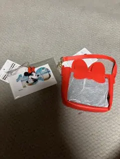 ミニーマウスリボン付き赤バッグ、ケース