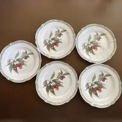 ZARA HOME デザートプレート6枚セットクレイポッタリー 花柄 オリーブ