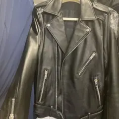 ブラックレザー ダブルライダースジャケット