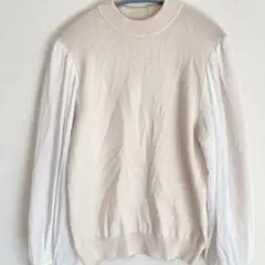 【美品】ラミラル 異素材ボリューム袖ニット 40 M L 白 春秋