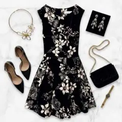 【RINASCIMENTO®】ノースリーブフレアワンピース 花柄(XS)Aライン