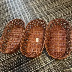 ラタン　籐製楕円形バスケット3個セット