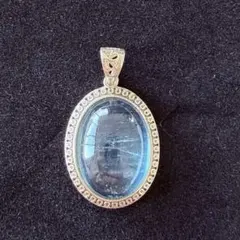 Deep ocean希少•アクアマリンカボション ペンダントトップ