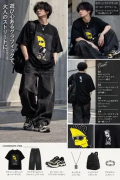 グラフィックプリント Tシャツ ブラック