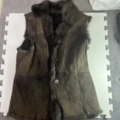 毛皮ベスト ダークブラウン 3ボタン