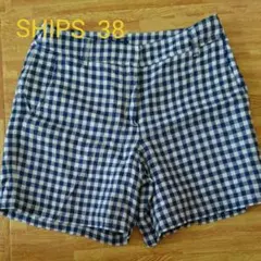 SHIPS ショートパンツ 青×白ギンガムチェック【美品】