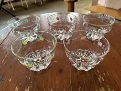 新品箱入 龍峰窯 赤絵ガラスデザート揃 輪花高台小鉢5客 花鳥 - メルカリ