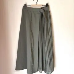 【美品】プリーツロングスカート　グリーン　GU デザイン　薄手