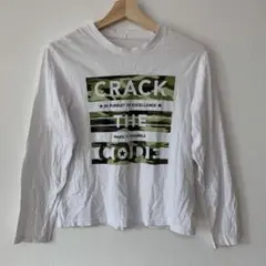 Tシャツ カットソー ロンT ホワイト 150~160 プリント ロゴ 長袖