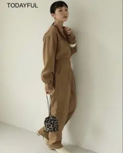 TODAYFUL〉フロントジップコットンサロペット アイボリー 36サイズ