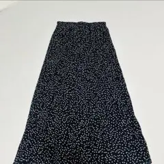 WEGO ドット柄　水玉　プリーツ ロングスカート マキシ丈 黒 フリーサイズ