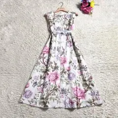 美品 リネン混 大きいサイズ ローラアシュレイ ノースリーブ ワンピース XL