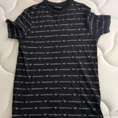 【正規品】EMPORIO ARMANI 総柄ロゴTシャツ M ブラック 半袖