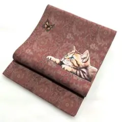 蝶々と戯れる子猫♡1点物♡開き名古屋帯リメイク♡胴回りデザインあり♡早い者勝ちのサムネイル
