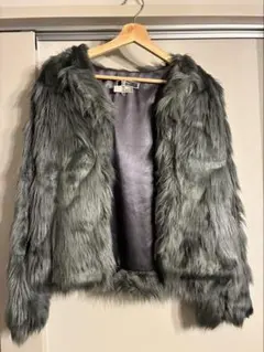 フェイクファーショートジャケット グレーのサムネイル