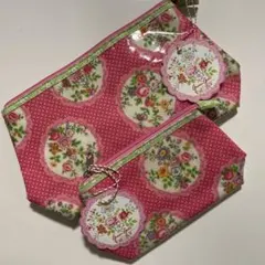 green gate 花柄ピンクポーチ大小 2個セット Copenhagen