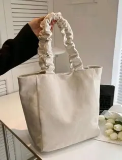 フリルトートバッグ 白