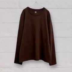 ユニクロ スムースストレッチ コットン クルーネック Tシャツ 【L】 ブラウン