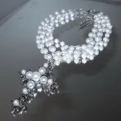 Ohtnyc Pearl cross necklace